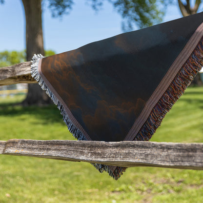 Radiant Full Moon Above Glowing Clouds Woven Throw Blanket - Awakening Righteousness