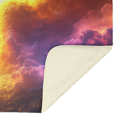 Radiant Glowing Cross in Majestic Sky Fleece Sherpa Blanket Ultra Soft Cozy Perfect for Home Bed Couch Gift - Awakening Righteousness