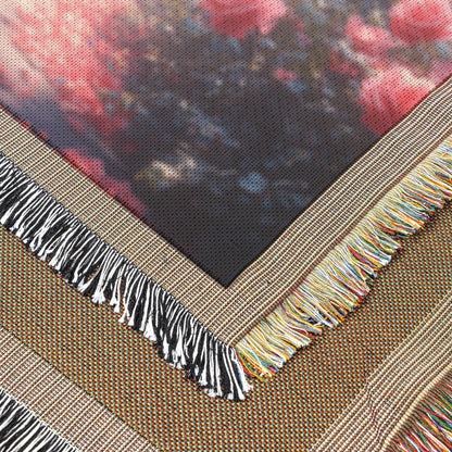 Radiant Rose Garden Woven Throw Blanket Romantic Sunlit Floral Path Decor for Home or Gift - Awakening Righteousness