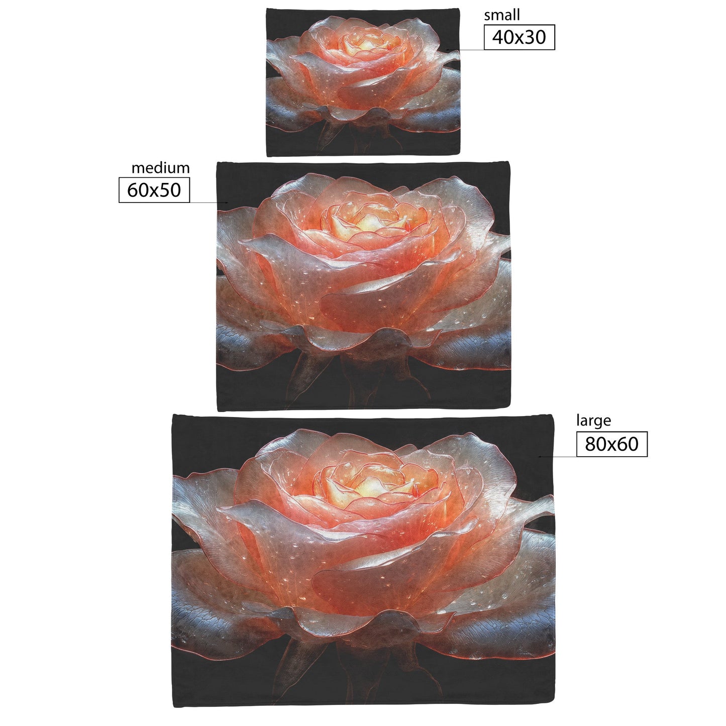 Radiant Rose in Crystal Glow with Dewdrops Fleece Sherpa Blanket Ultra Soft Cozy Perfect for Home Bed Couch Gift - Awakening Righteousness