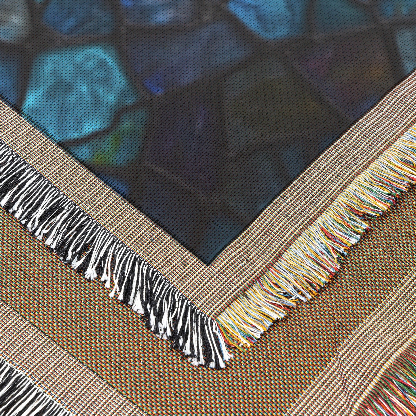 Radiant Stained Glass Christian Cross Woven Throw Blanket for Inspirational Home Decor and Cozy Faithful Comfort - Awakening Righteousness