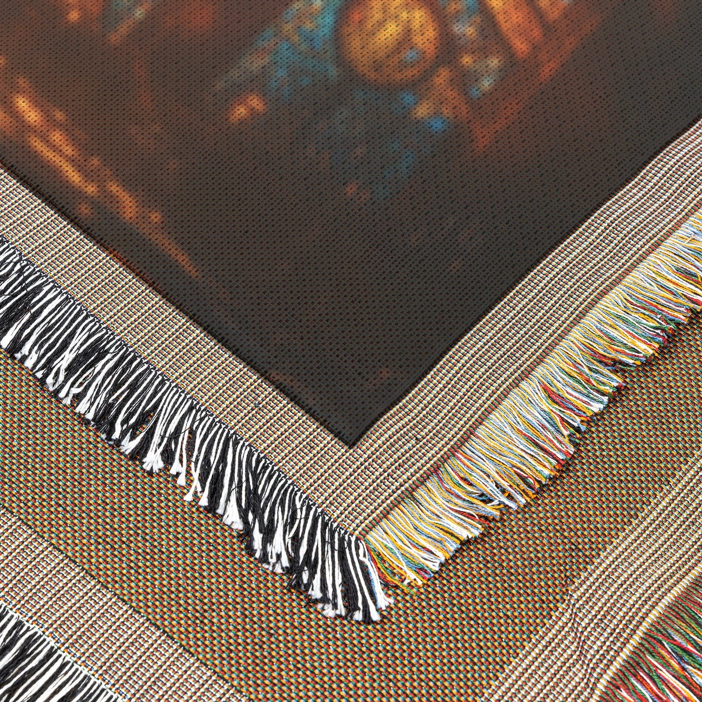 Radiant Stained Glass Cross Woven Throw Blanket for Inspirational Christian Home Decor and Cozy Comfort - Awakening Righteousness