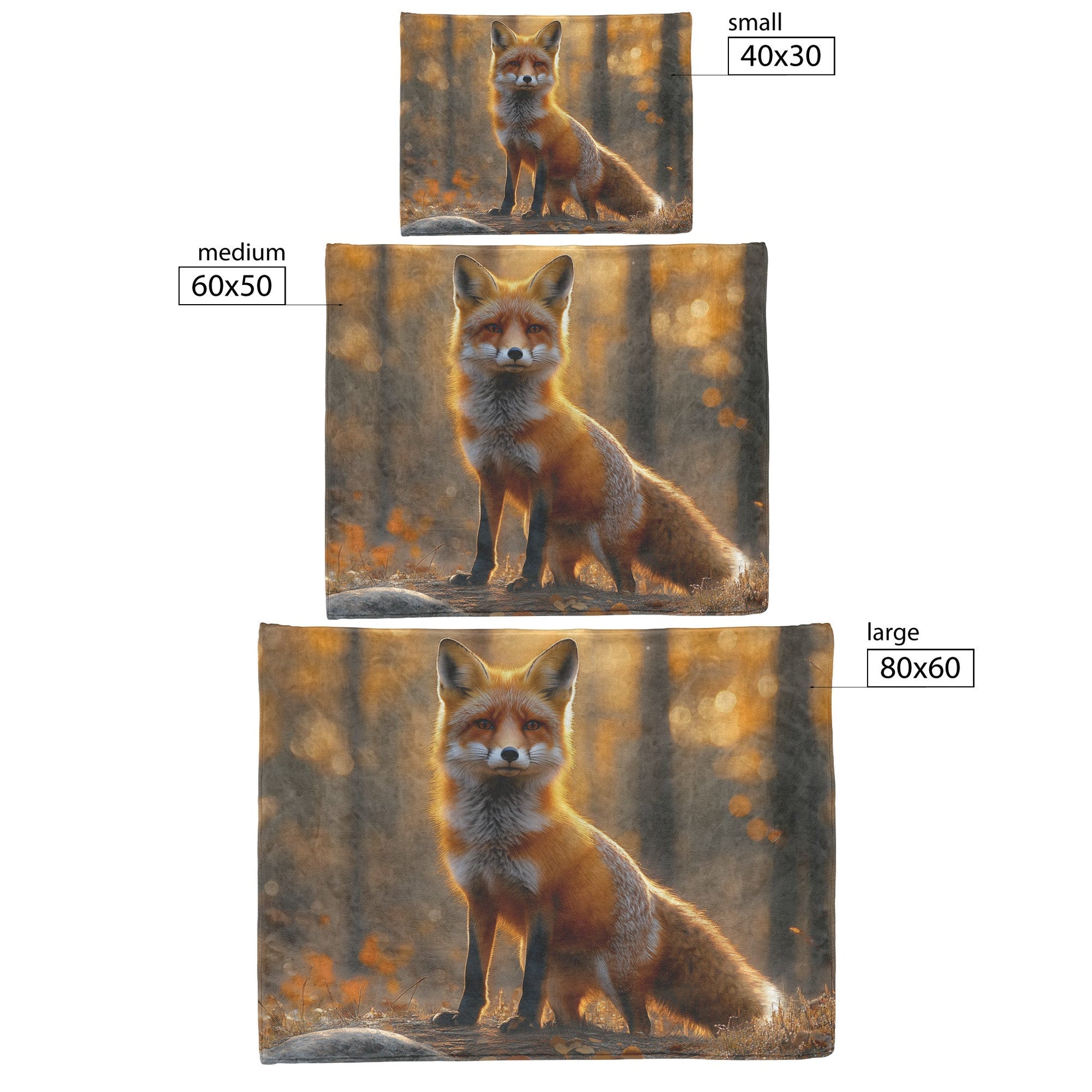 Red Fox on Forest Trail Glowing Fur in Golden Morning Sunlight Mist and Trees Fleece Sherpa Blanket - Awakening Righteousness