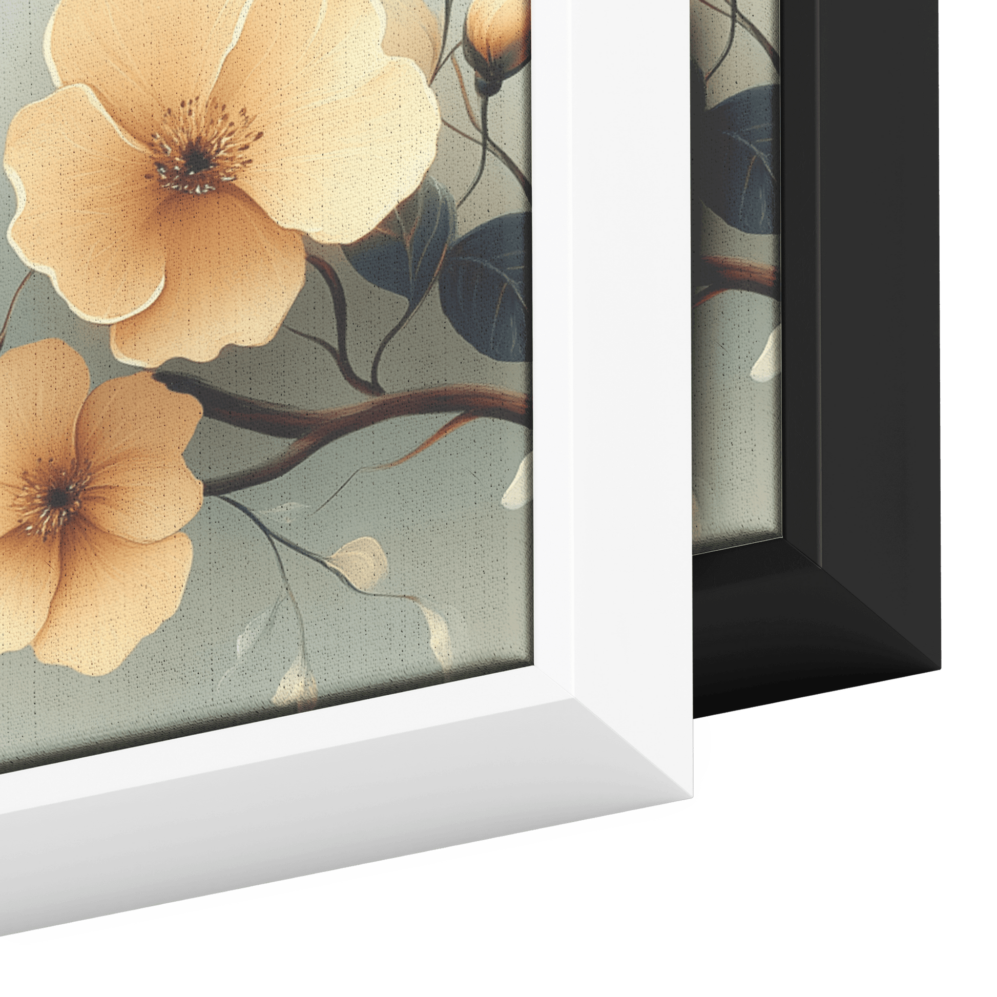 Retro Floral Pattern Abstract Blooms Vines Neutral Muted Beige Ochre Tones Ultra High Definition Elegant Simplicity Panoramic Framed Canvas Wall Art - Awakening Righteousness