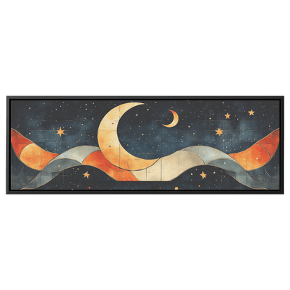 Retro Modern Pattern Crescent Moons Constellations Geometric Arches Desert Tones Ultra High Definition Panoramic Framed Canvas Wall Art - Awakening Righteousness