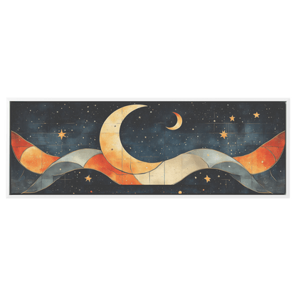 Retro Modern Pattern Crescent Moons Constellations Geometric Arches Desert Tones Ultra High Definition Panoramic Framed Canvas Wall Art - Awakening Righteousness