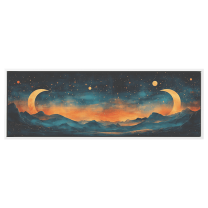 Retro Modern Pattern Crescent Moons Constellations Geometric Arches Desert Tones Ultra High Definition Panoramic Framed Canvas Wall Art - Awakening Righteousness
