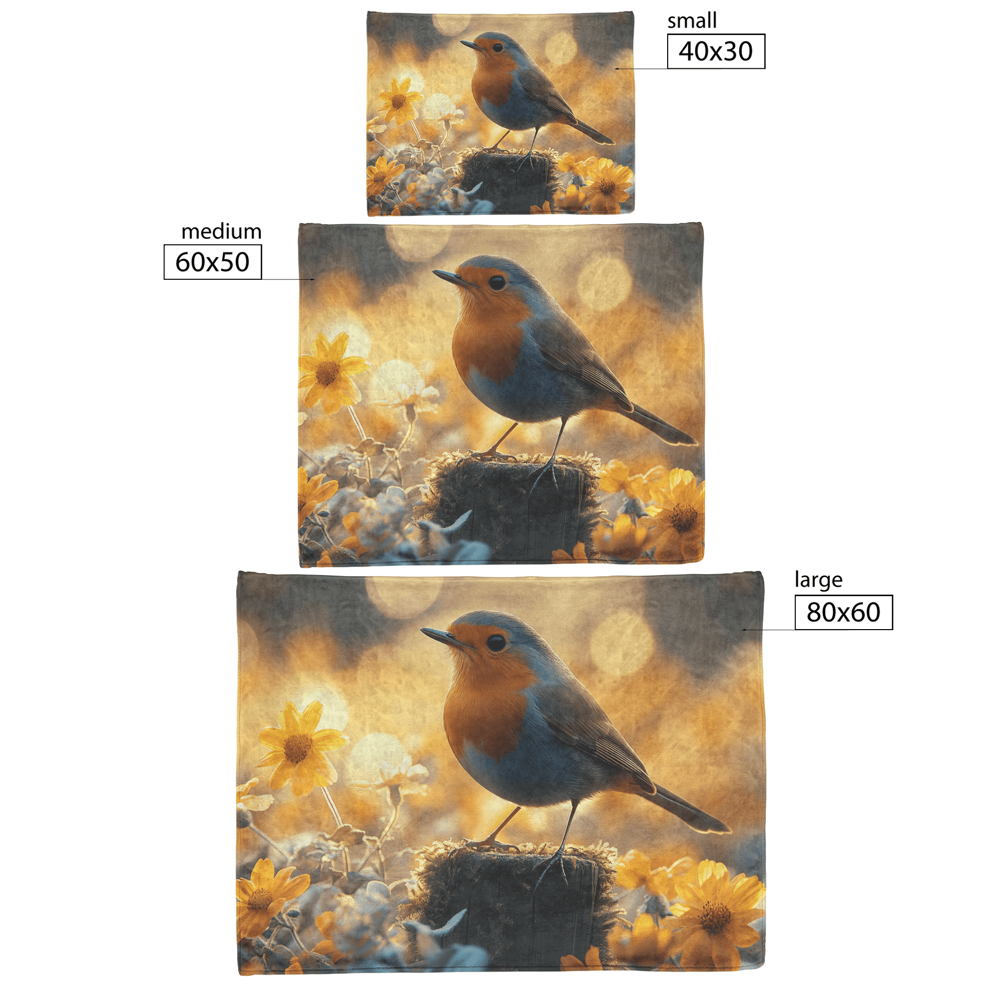 Robin Singing on Glowing Fence Post Surrounded by Golden Morning Mist and Vibrant Wildflowers Fleece Sherpa Blanket - Awakening Righteousness
