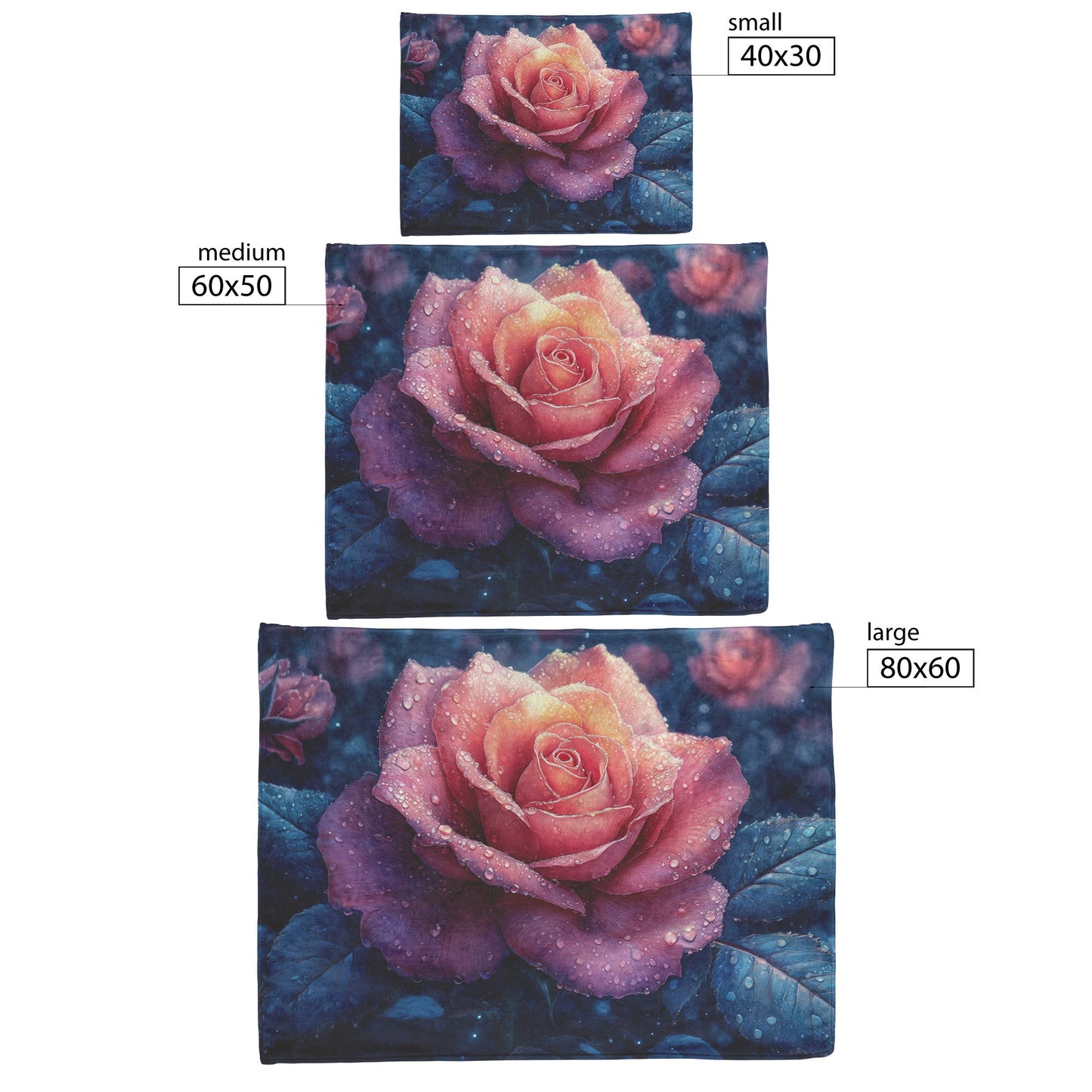 Rose with Dew Drops and Vibrant Petals Cozy Fleece Sherpa Blanket - Awakening Righteousness