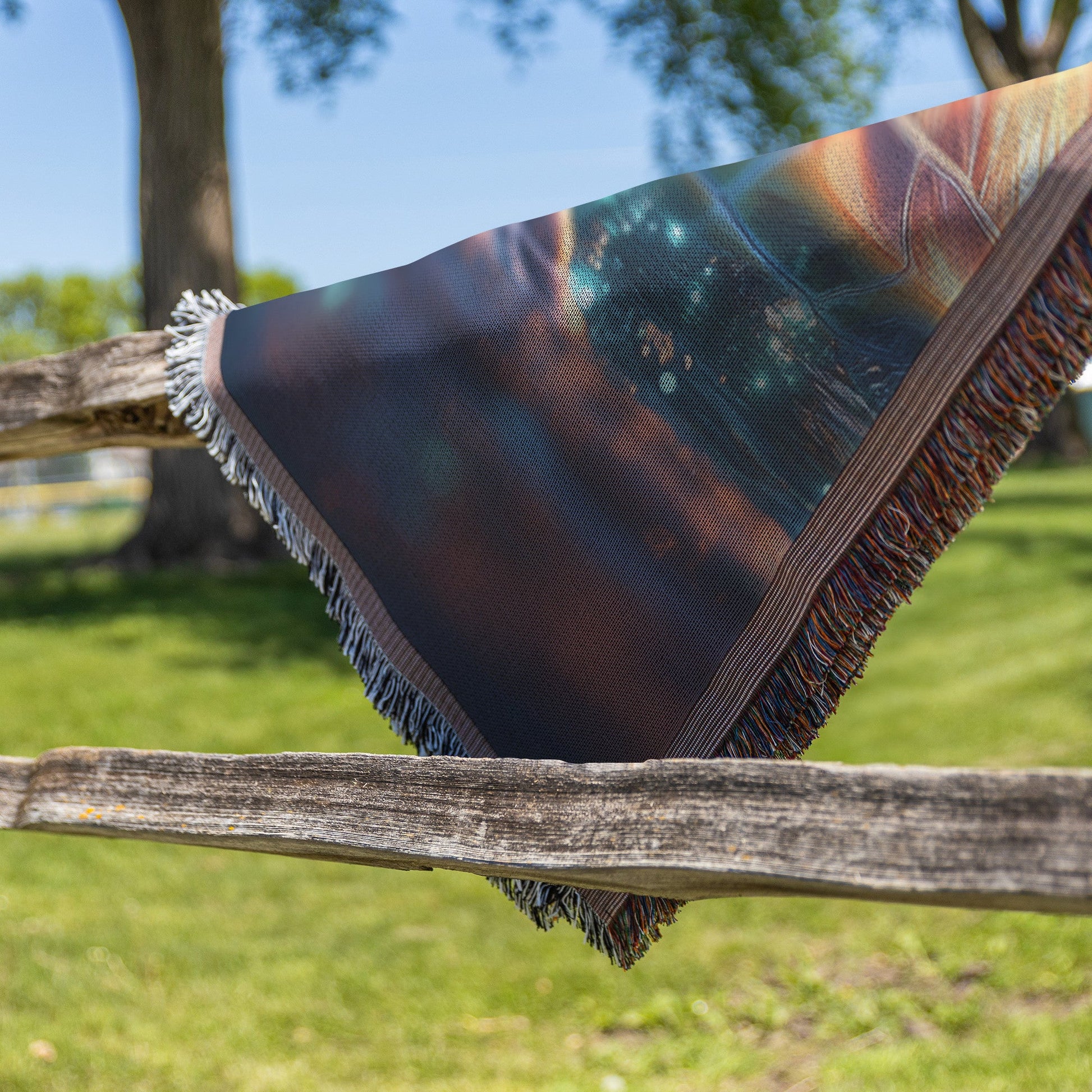 Sea Turtle Swimming Through Glowing Bioluminescent Ocean Woven Throw Blanket with Twilight Sky and Illuminated Shell - Awakening Righteousness
