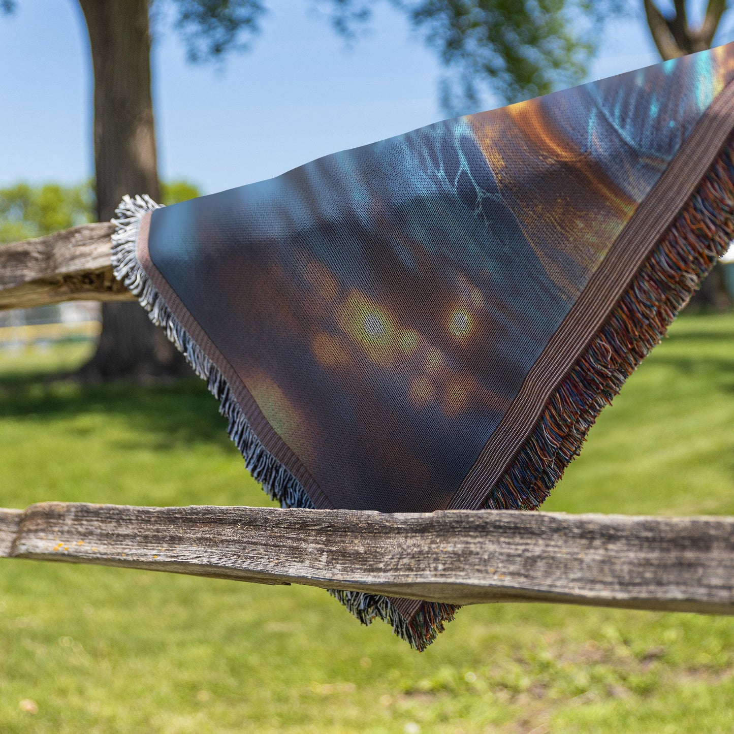 Sea Turtle Swimming Through Glowing Bioluminescent Ocean Woven Throw Blanket with Twilight Sky and Illuminated Shell - Awakening Righteousness