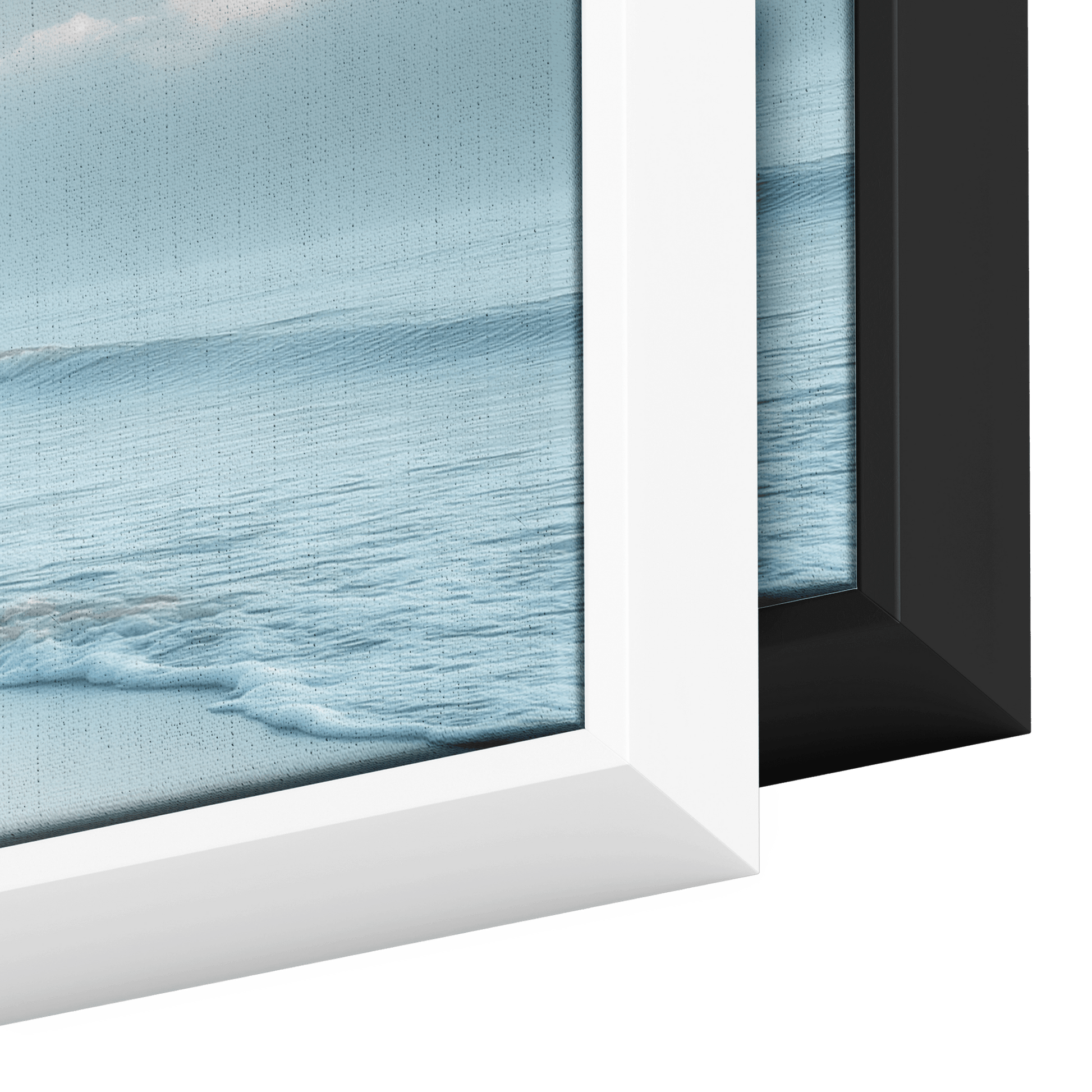 Serene Coastal View Gentle Waves Muted Gray Sky Minimalist Sandy Beach Neutral Tones Panoramic Framed Canvas Wall Art - Awakening Righteousness
