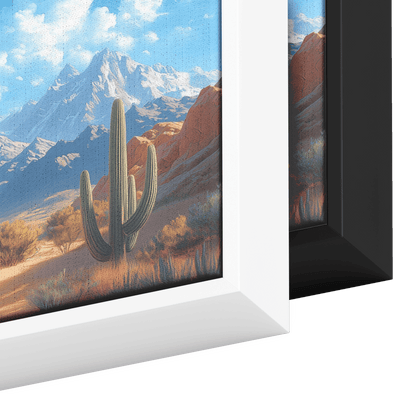 Serene Desert Panoramic Artwork Rolling Sand Dunes Sparse Cacti Distant Taupe Mountains Ultra High Definition Tranquil Canvas Wall Art - Awakening Righteousness