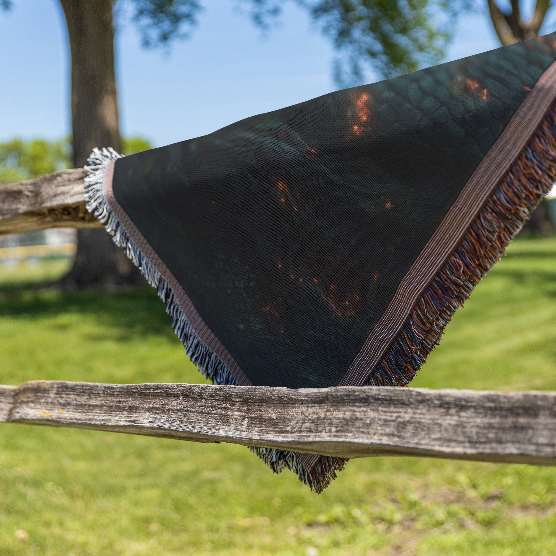 Serpent Entwined Around Glowing Tree in Enchanted Forest Woven Throw Blanket for Home Decor - Awakening Righteousness