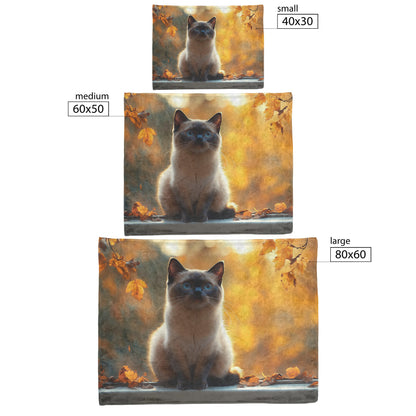 Siamese Cat on Windowsill with Soft Golden Light and Glowing Reflections Fleece Sherpa Blanket - Awakening Righteousness