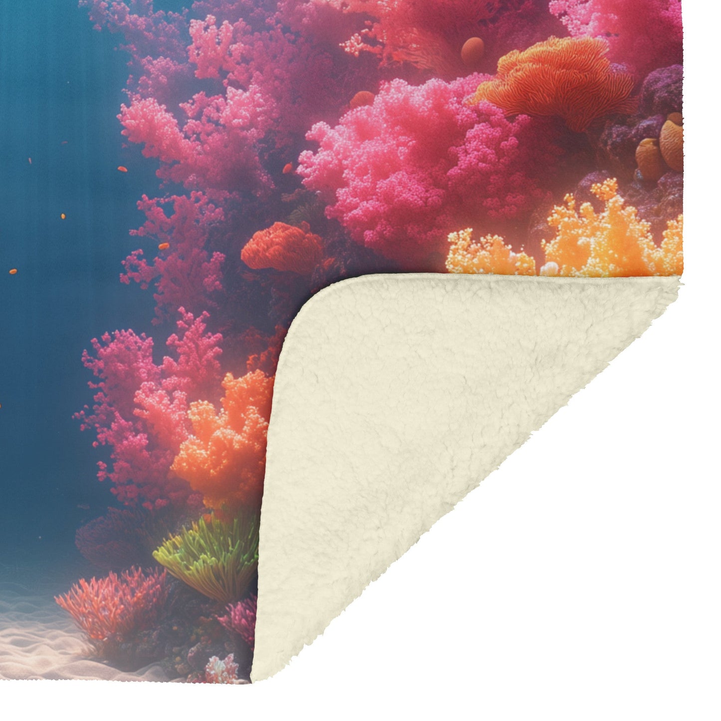 Soft and Cozy Fleece Sherpa Blanket Featuring Vibrant Coral Reef with Tropical Fish for a Calming Ocean Escape - Awakening Righteousness