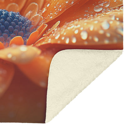 Soft and Cozy Fleece Sherpa Blanket with Dew-Kissed Orange Flower for a Fresh and Serene Feel - Awakening Righteousness
