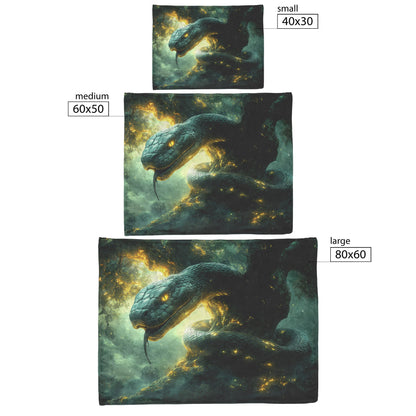Soft and Cozy Fleece Sherpa Blanket with Serpent Coiled Around Tree in the Garden for Tranquil Comfort - Awakening Righteousness