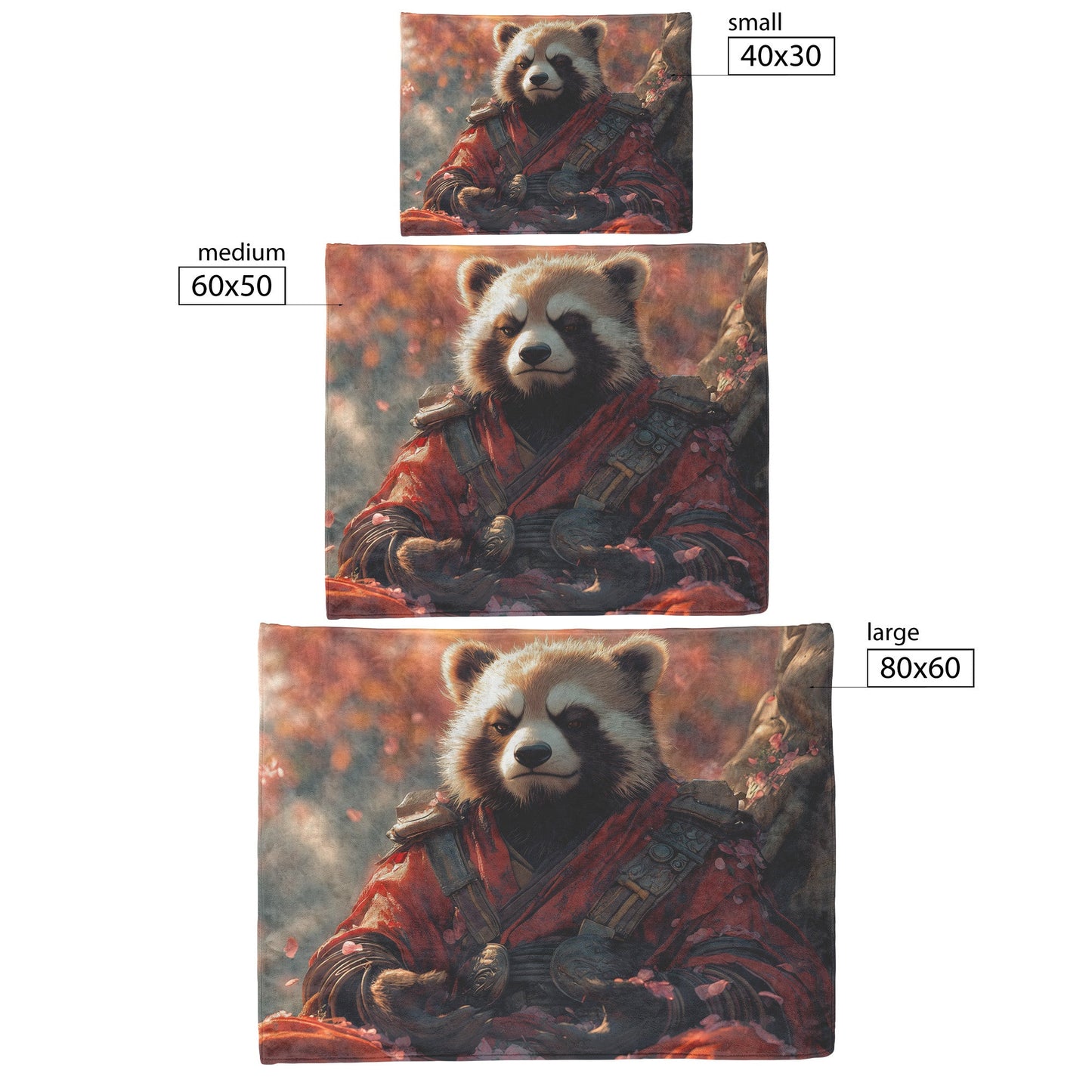 Soft and Cozy Fleece Sherpa Blanket with Warrior Panda Surrounded by Cherry Blossoms for Unique Comfort - Awakening Righteousness