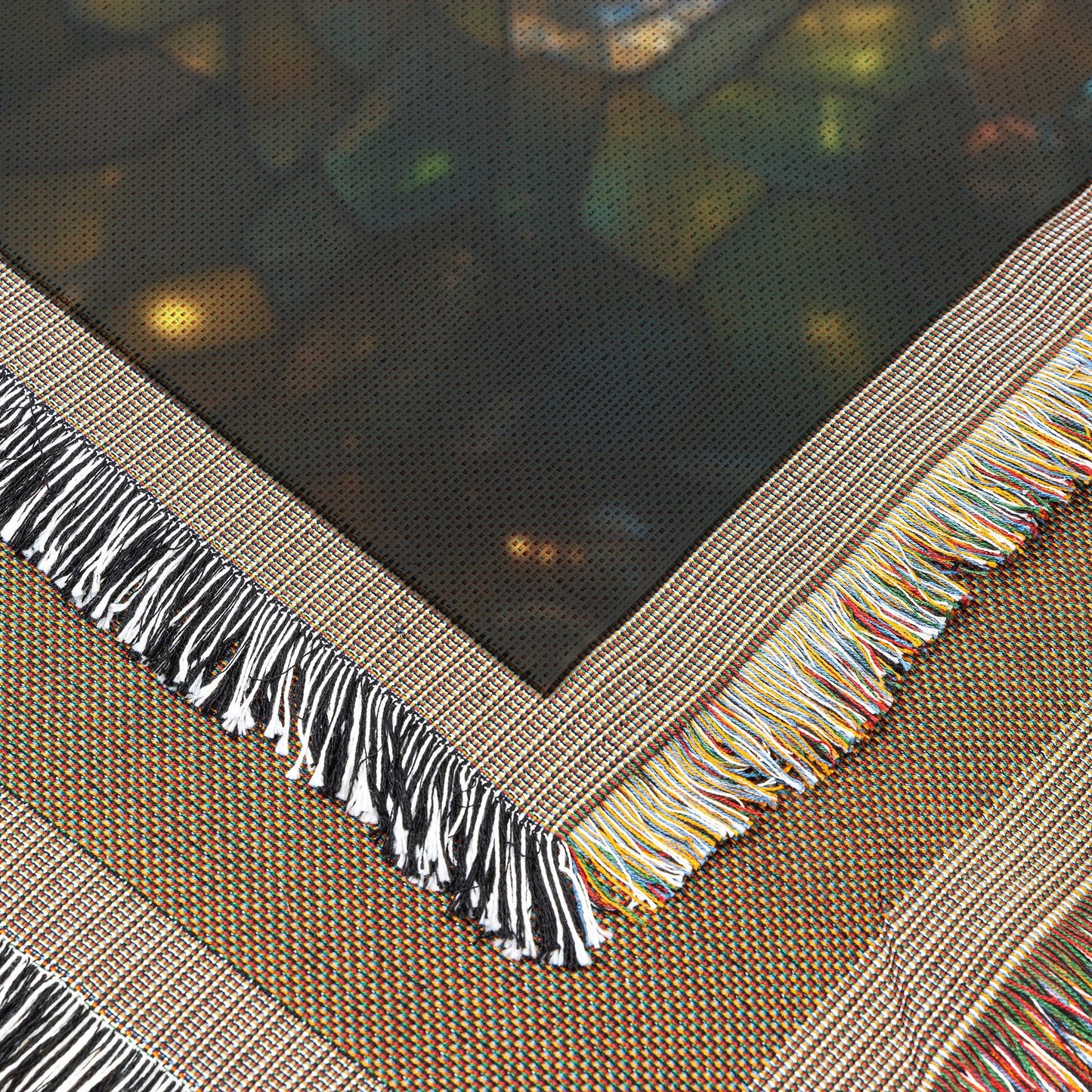 Stained Glass Cross with Angel Wings and Radiant Glow Woven Throw Blanket for Cozy Home Decor - Awakening Righteousness