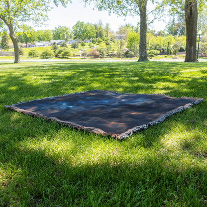 Starry Mountain Sky Reflection Woven Throw Blanket - Awakening Righteousness