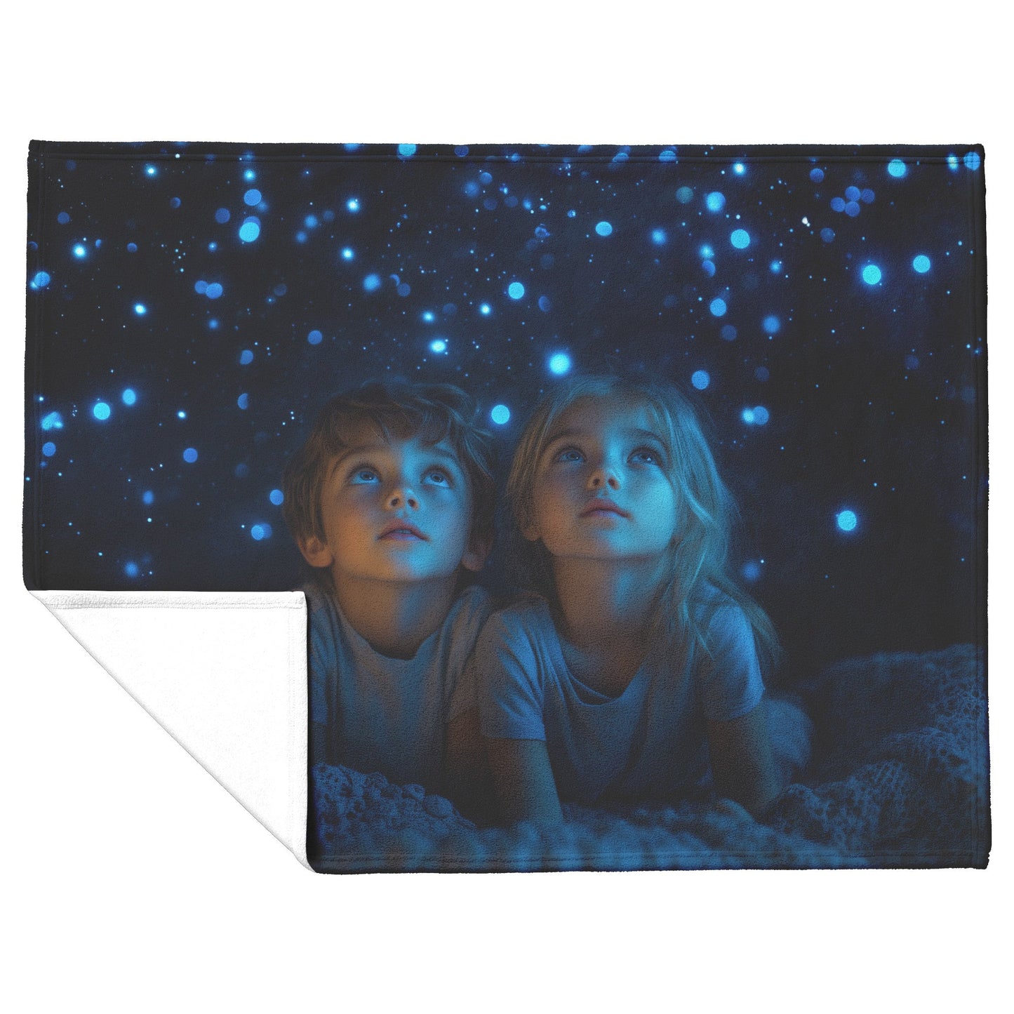 Starry Night Gaze Fleece Sherpa Blanket Soft Dreamy Nature Inspired Celestial Design - Awakening Righteousness