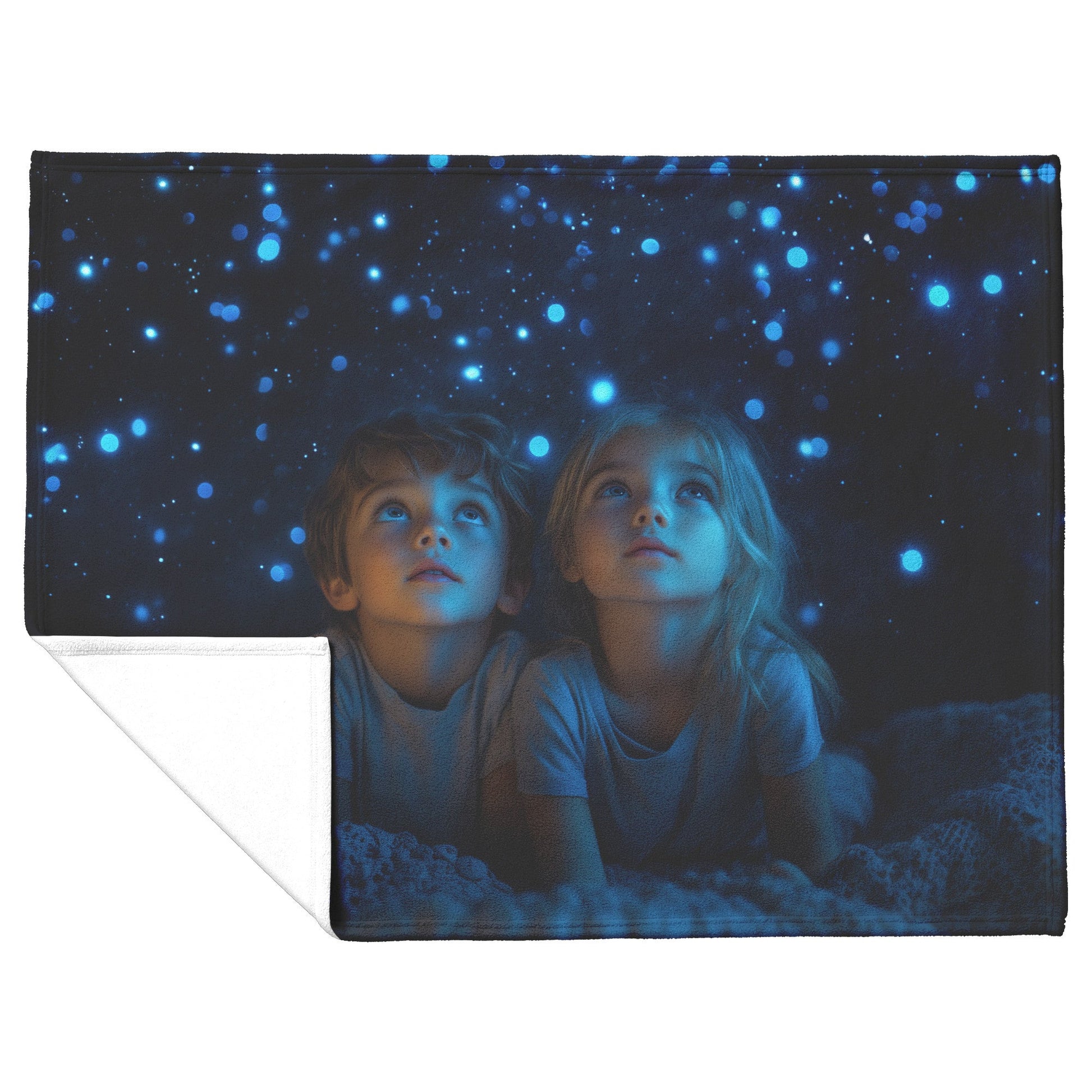 Starry Night Gaze Fleece Sherpa Blanket Soft Dreamy Nature Inspired Celestial Design - Awakening Righteousness