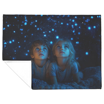 Starry Night Gaze Fleece Sherpa Blanket Soft Dreamy Nature Inspired Celestial Design - Awakening Righteousness