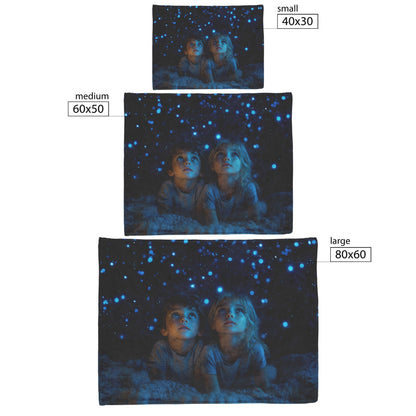 Starry Night Gaze Fleece Sherpa Blanket Soft Dreamy Nature Inspired Celestial Design - Awakening Righteousness