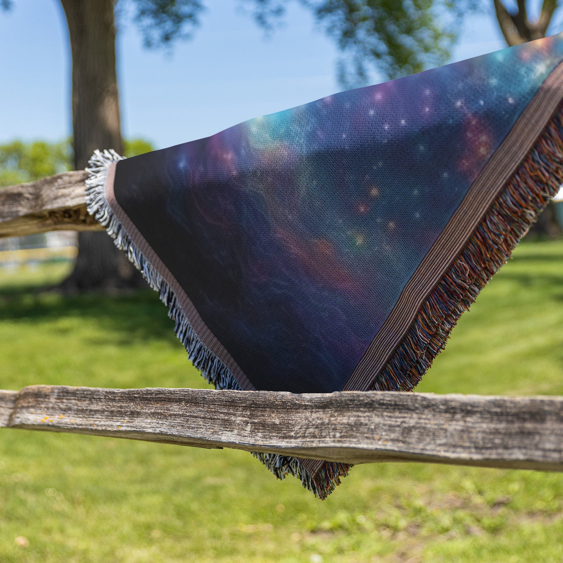 Starry Night Tree of Life Woven Throw Blanket Vibrant Celestial Christian Design - Awakening Righteousness