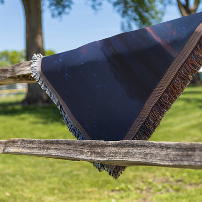 Starry Night Tree Reflection Woven Throw Blanket - Awakening Righteousness