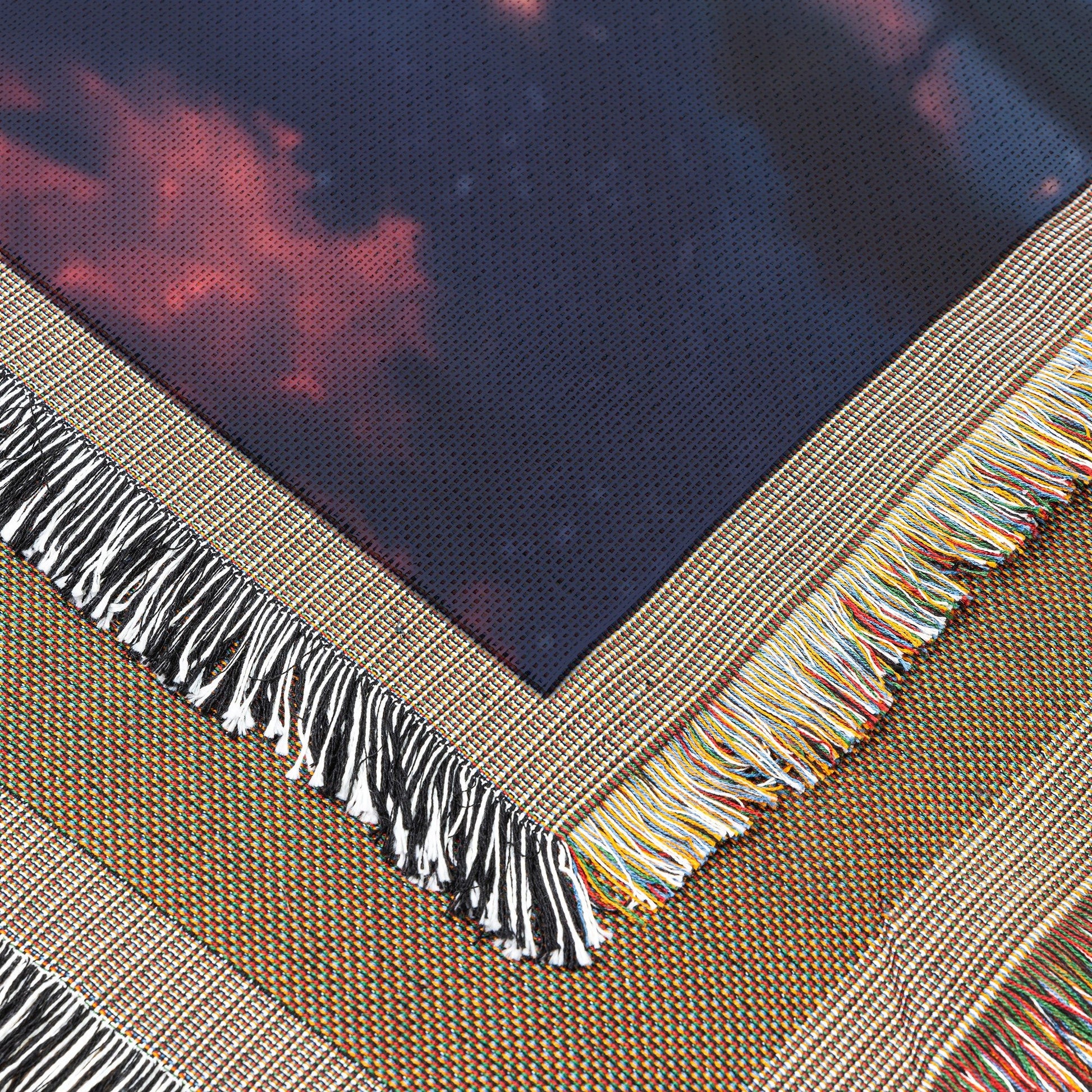 Stunning Starry Sunset Over Lake Woven Throw Blanket Perfect for Relaxing Home Decor - Awakening Righteousness