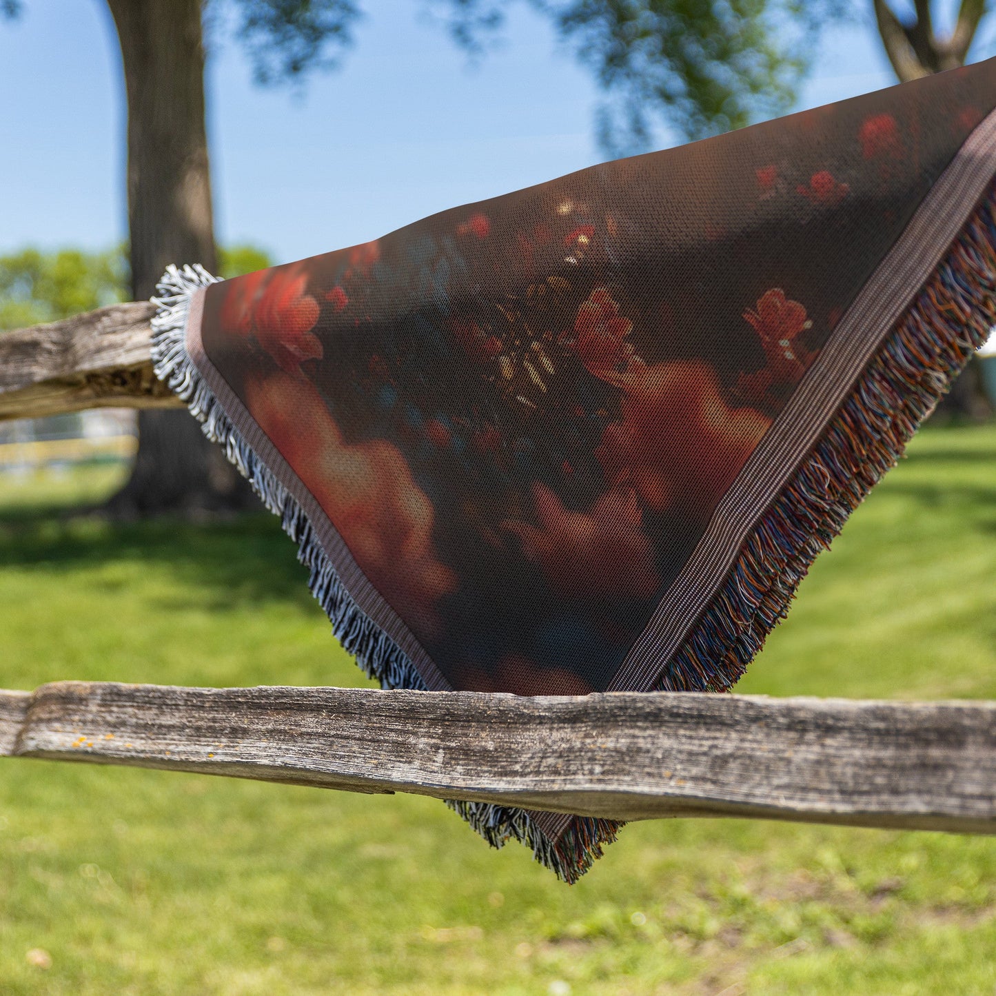Sunlit Blossom Tree with Soft Light and Floating Petals Woven Throw Blanket for Home Decor - Awakening Righteousness