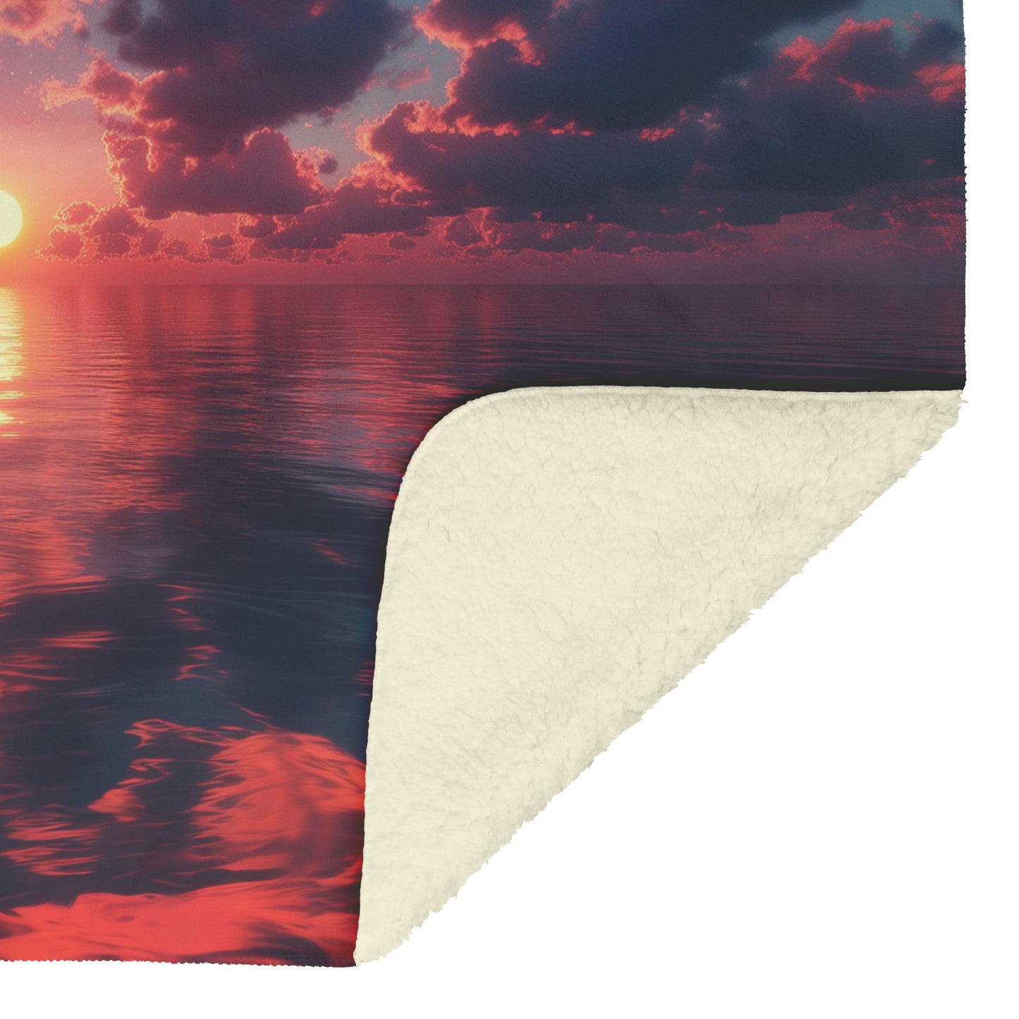 Sunrise Over Reflective Celestial Sea Golden Sun Rays Glowing Clouds Serene Waters Fleece Sherpa Blanket - Awakening Righteousness