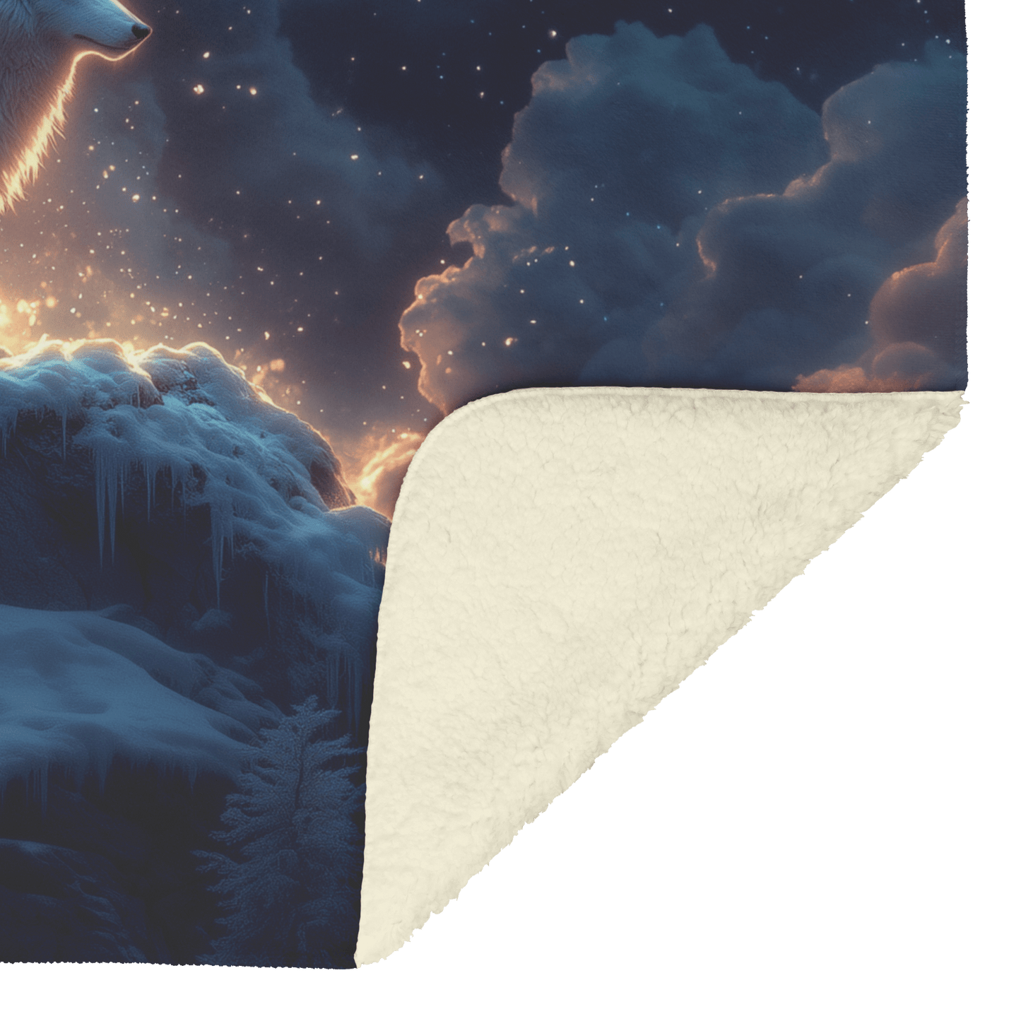 Swift Frostwolf Fleece Sherpa Blanket Frozen Cliff Icy Mist Silver Highlights Bold Inspiring WoW Design - Awakening Righteousness