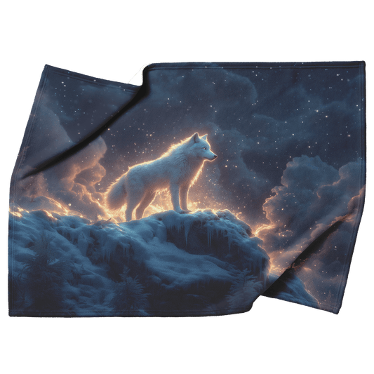 Swift Frostwolf Fleece Sherpa Blanket Frozen Cliff Icy Mist Silver Highlights Bold Inspiring WoW Design - Awakening Righteousness