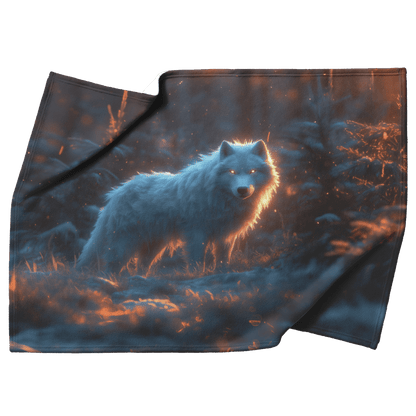 Swift Frostwolf Fleece Sherpa Blanket Icy Forest Silver Textures Frost Highlights Peaceful Inspiring Design - Awakening Righteousness