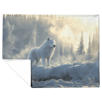 Swift Frostwolf Fleece Sherpa Blanket Snowy Tundra Frost Textures Silver Reflections Tranquil Majestic WoW Design - Awakening Righteousness