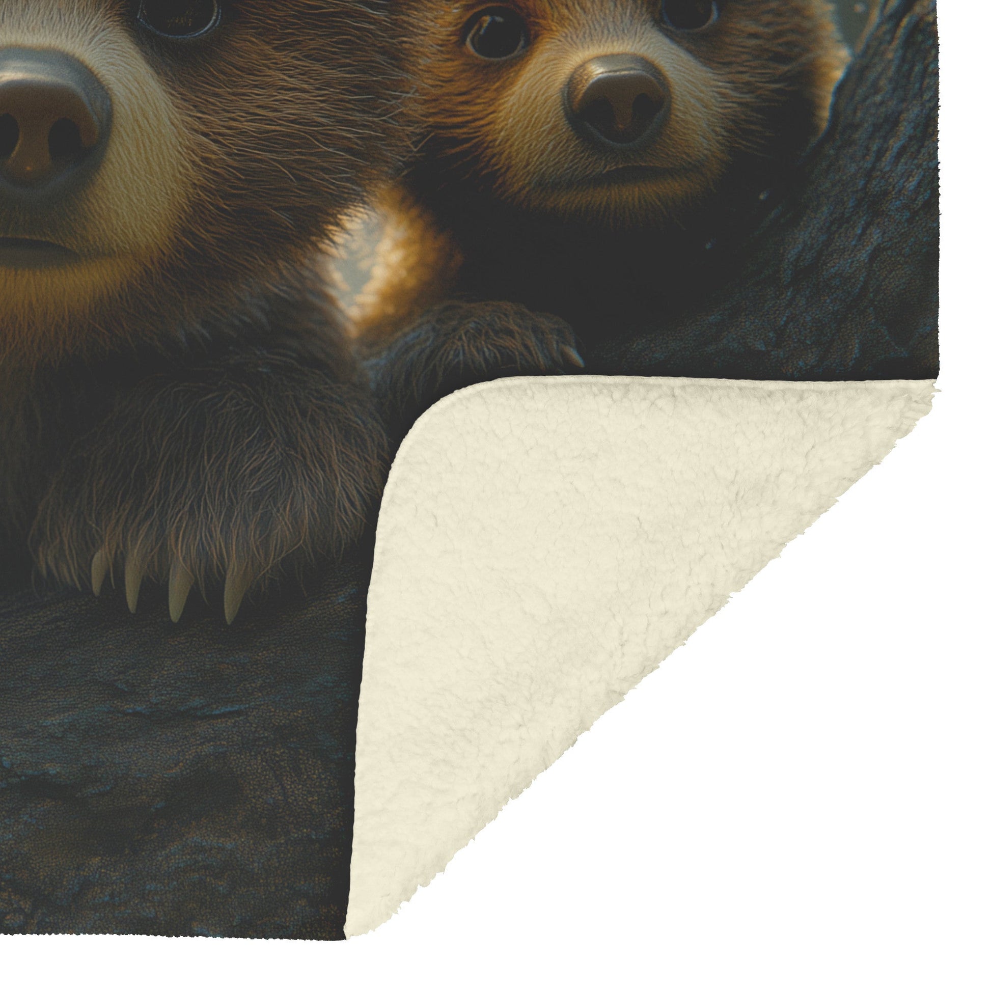 Three Baby Bear Cubs Playful Wildlife Fleece Sherpa Blanket for Home Nursery Living Room - Awakening Righteousness