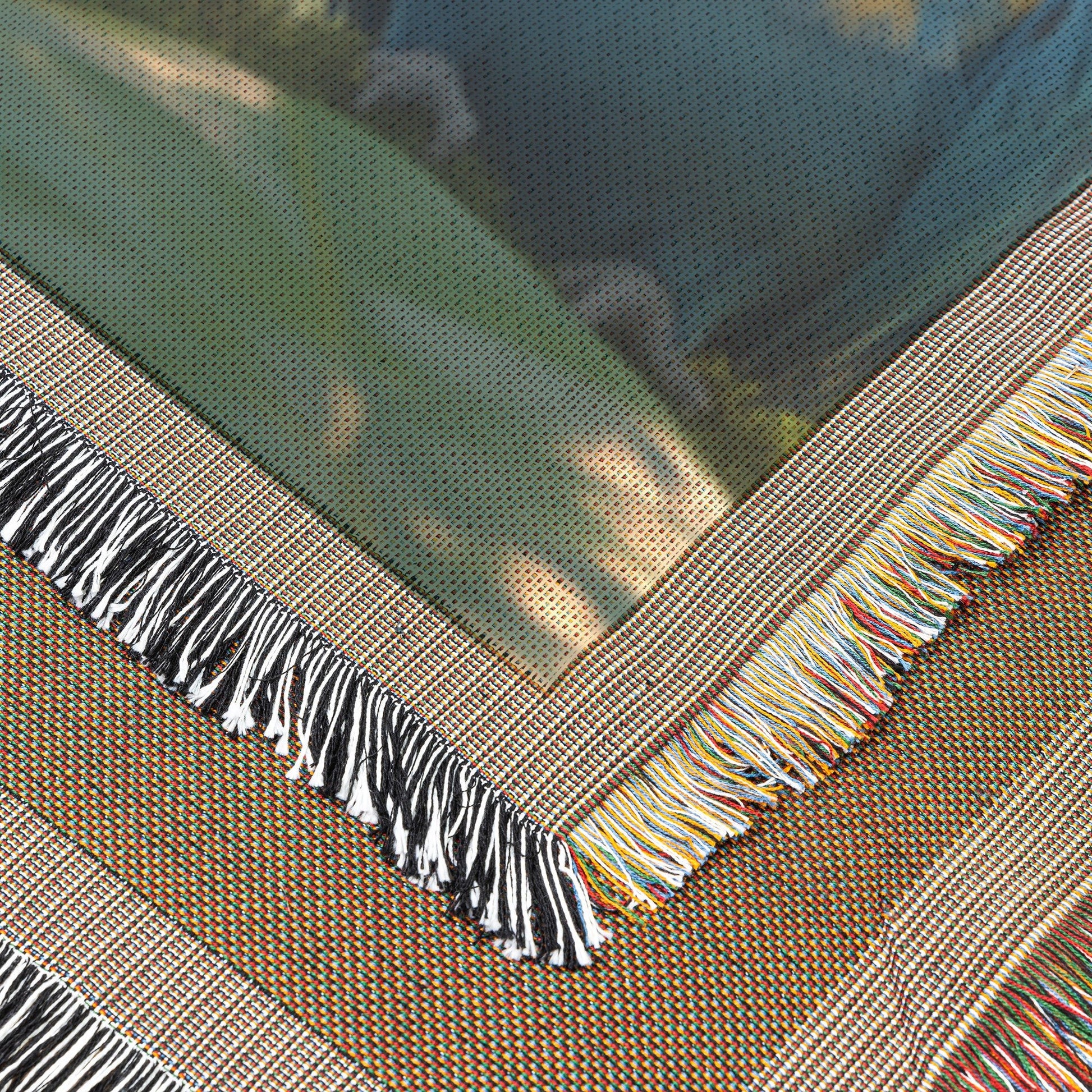 Three Colorful Parrots in Vibrant Jungle with Soft Sunlight Cozy Woven Throw Blanket - Awakening Righteousness
