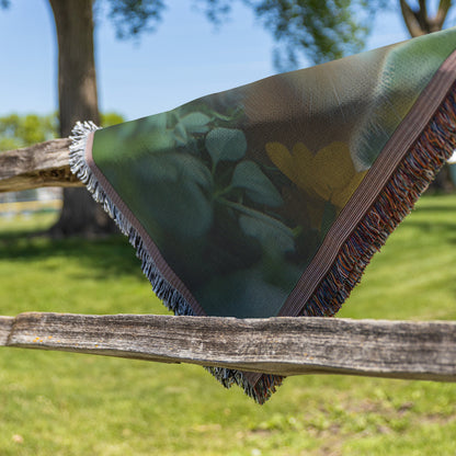 Three Cute Bunnies in Grass with Yellow Flowers Cozy Woven Throw Blanket - Awakening Righteousness