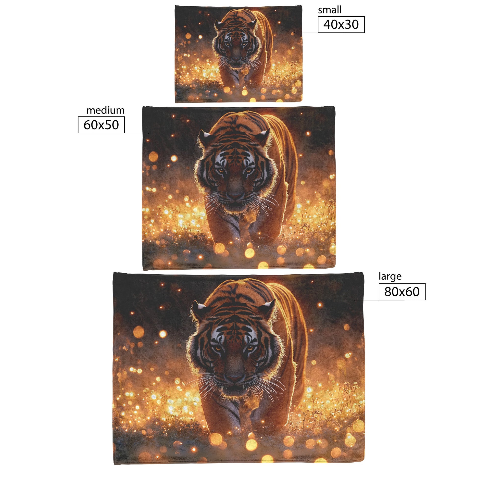 Tiger in Golden Meadow Sherpa Fleece Blanket Twilight Fireflies Glowing Light Reflecting Fur Graceful Wildlife Scene - Awakening Righteousness