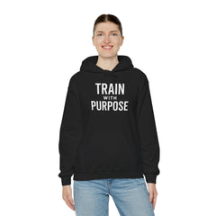 Train with Purpose Gym Hoodie for Men & Women | Athletic Pullover with Kangaroo Pocket | 50/50 Cotton-Poly Blend | Comfortable, Stylish & Ethically Made | Unisex Classic Fit - Awakening Aesthetics