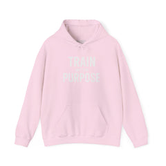 Train with Purpose Gym Hoodie for Men & Women | Athletic Pullover with Kangaroo Pocket | 50/50 Cotton-Poly Blend | Comfortable, Stylish & Ethically Made | Unisex Classic Fit - Awakening Aesthetics