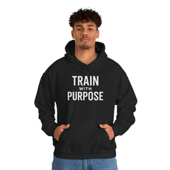 Train with Purpose Gym Hoodie for Men & Women | Athletic Pullover with Kangaroo Pocket | 50/50 Cotton-Poly Blend | Comfortable, Stylish & Ethically Made | Unisex Classic Fit - Awakening Aesthetics