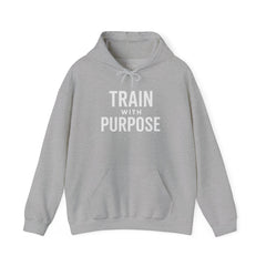 Train with Purpose Gym Hoodie for Men & Women | Athletic Pullover with Kangaroo Pocket | 50/50 Cotton-Poly Blend | Comfortable, Stylish & Ethically Made | Unisex Classic Fit - Awakening Aesthetics