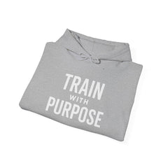 Train with Purpose Gym Hoodie for Men & Women | Athletic Pullover with Kangaroo Pocket | 50/50 Cotton-Poly Blend | Comfortable, Stylish & Ethically Made | Unisex Classic Fit - Awakening Aesthetics
