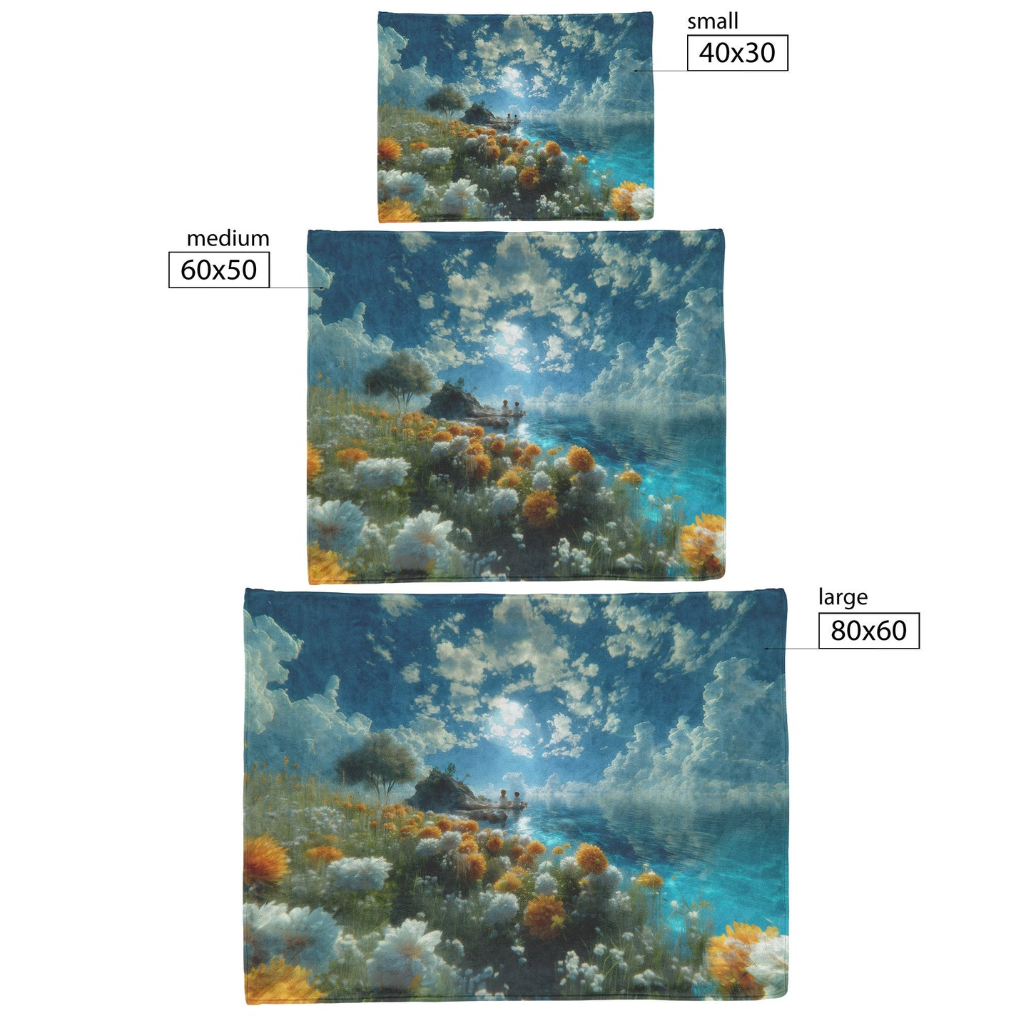 Tranquil Coastal Scene with Colorful Flowers and Bright Sky Fleece Sherpa Blanket - Awakening Righteousness