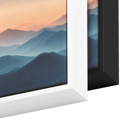 Tranquil Landscape Illustration Muted Hills Pale Sky Taupe Beige Ultra High Definition Modern Minimalist Panoramic Framed Canvas Wall Art - Awakening Righteousness
