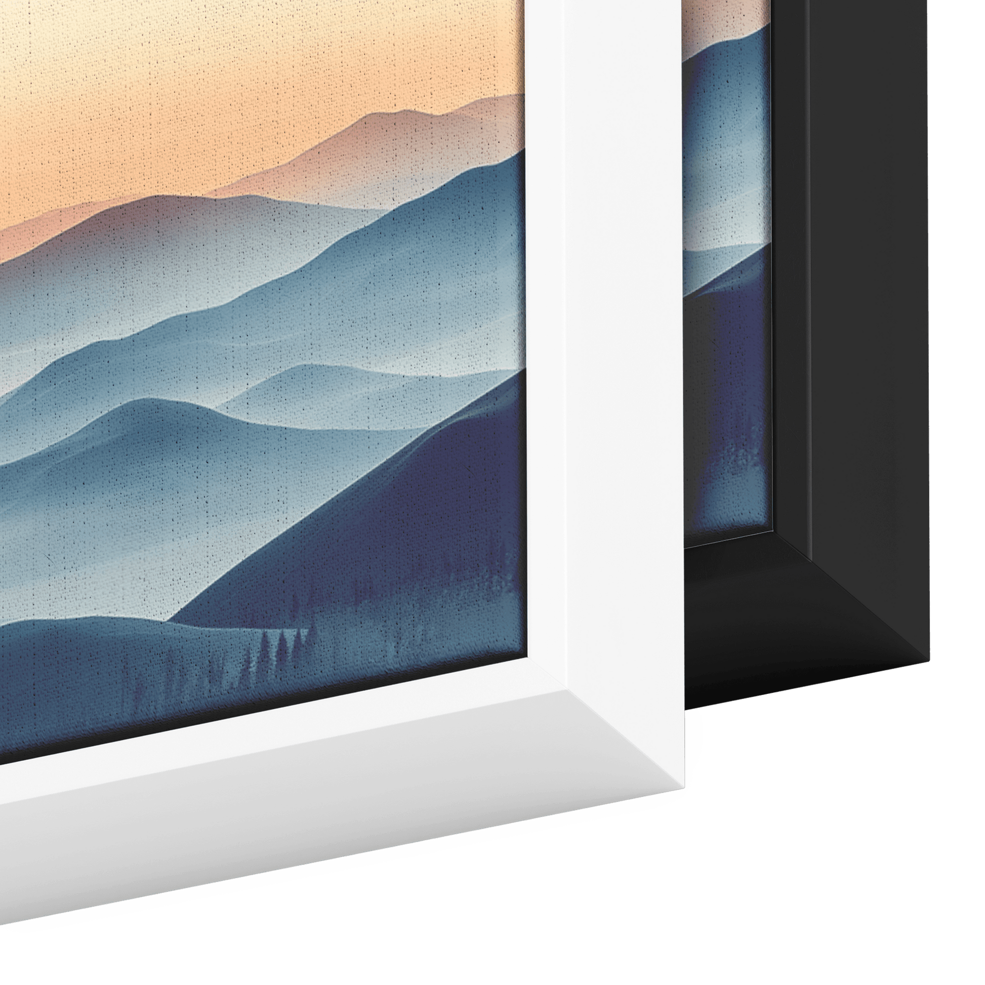 Tranquil Landscape Illustration Muted Hills Pale Sky Taupe Beige Ultra High Definition Modern Minimalist Panoramic Framed Canvas Wall Art - Awakening Righteousness